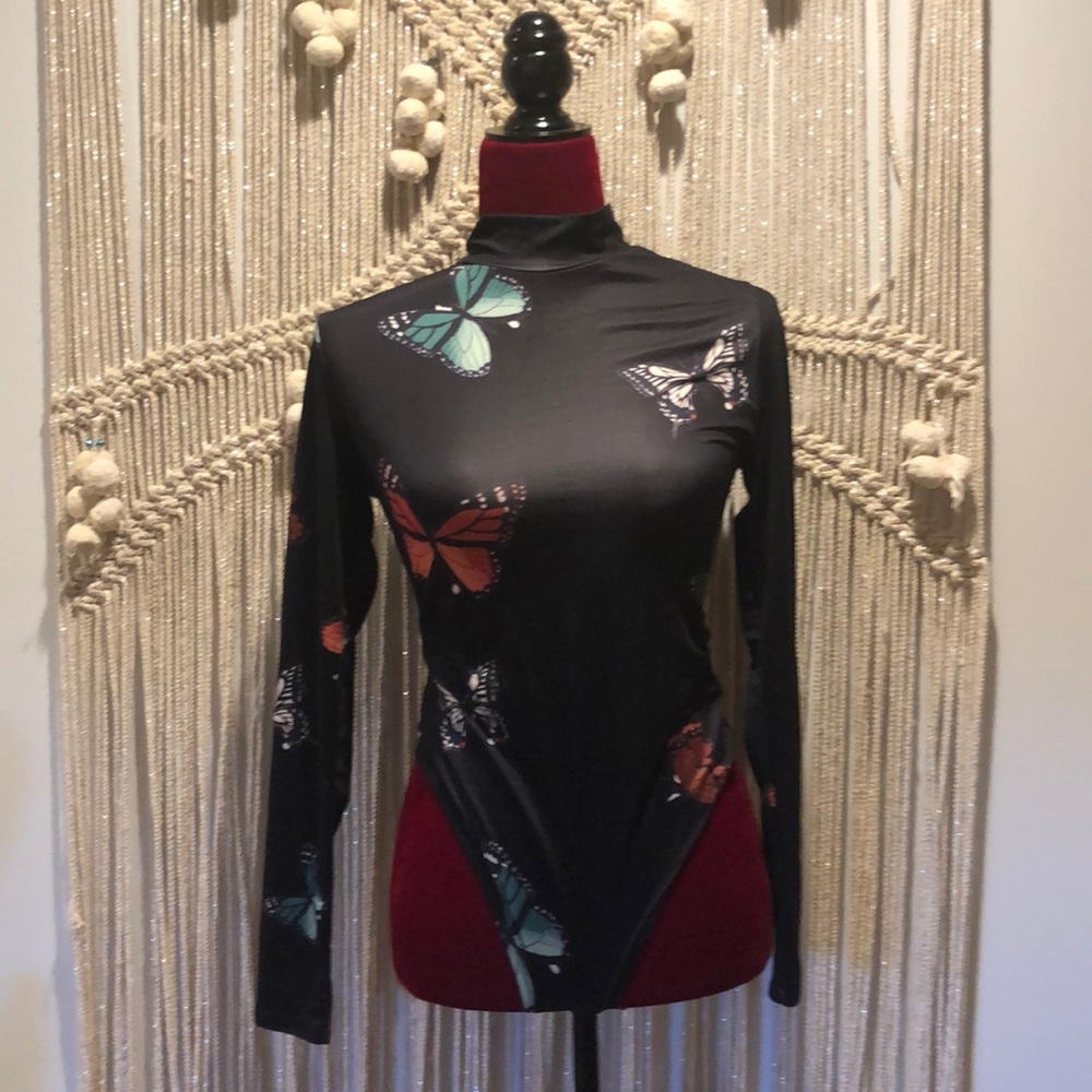 Butterfly Turtleneck Bodysuit